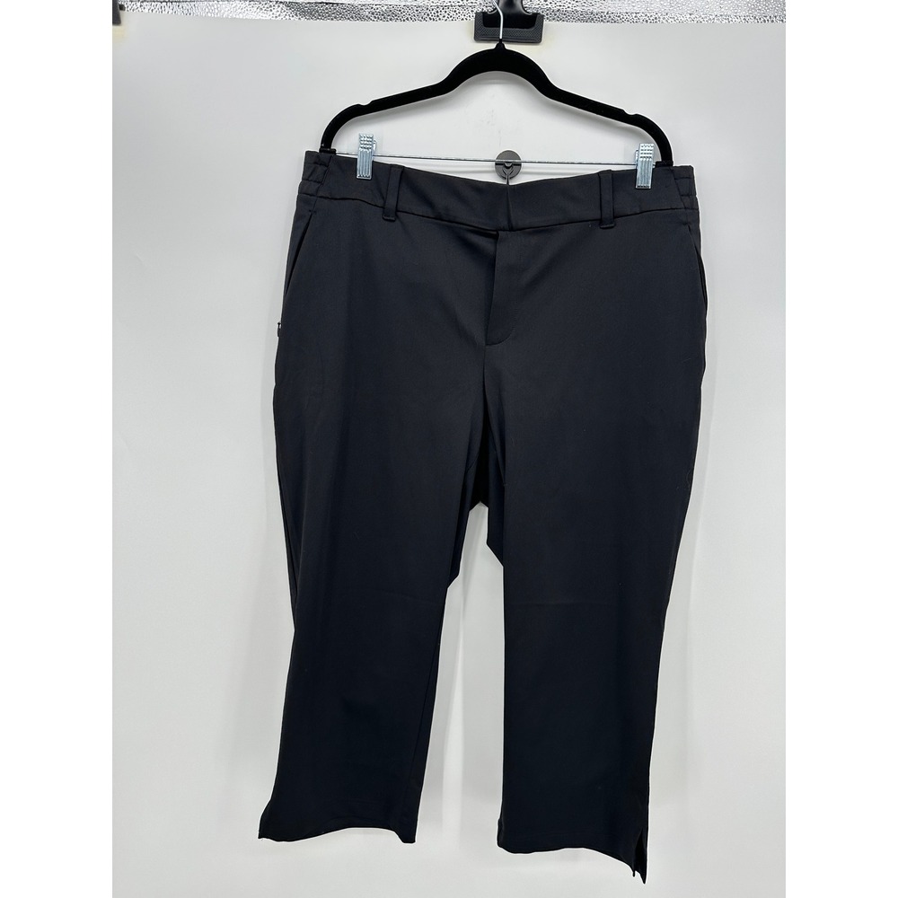 Lands End Black Capri Pants Womens 1X 16W-18W Straight Leg Elastic Back